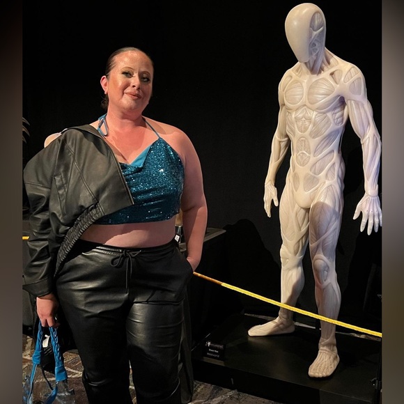 Wild Fable LG blue sequin tie top - Picture 7 of 11